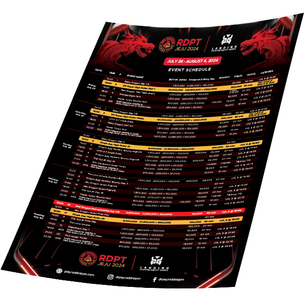 Red Dragon Poker Tour Event Schedule